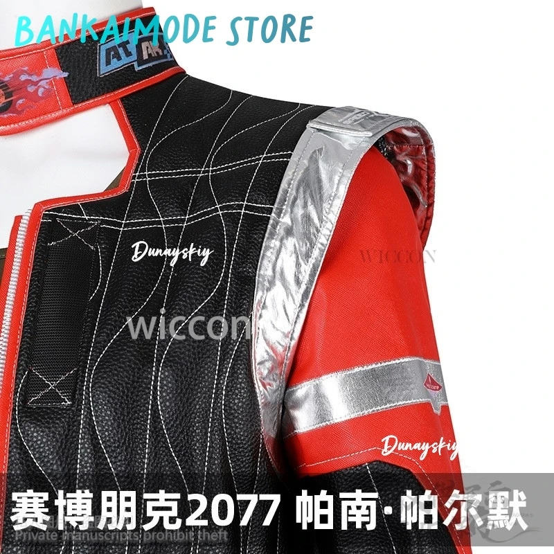 أنيمي لعبة بنام بالمر تأثيري الأحمر والأسود سترات من الجلد فاسق Y2K بنات موضة موحدة حزام شعر مستعار حفلة الهالوين مخصصة