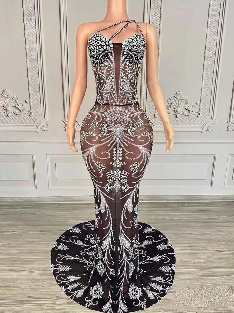 고품질 핫 스탬핑 섹시 시스루 메쉬 멜빵 드레스 2025 신상 맞춤 여성 의류