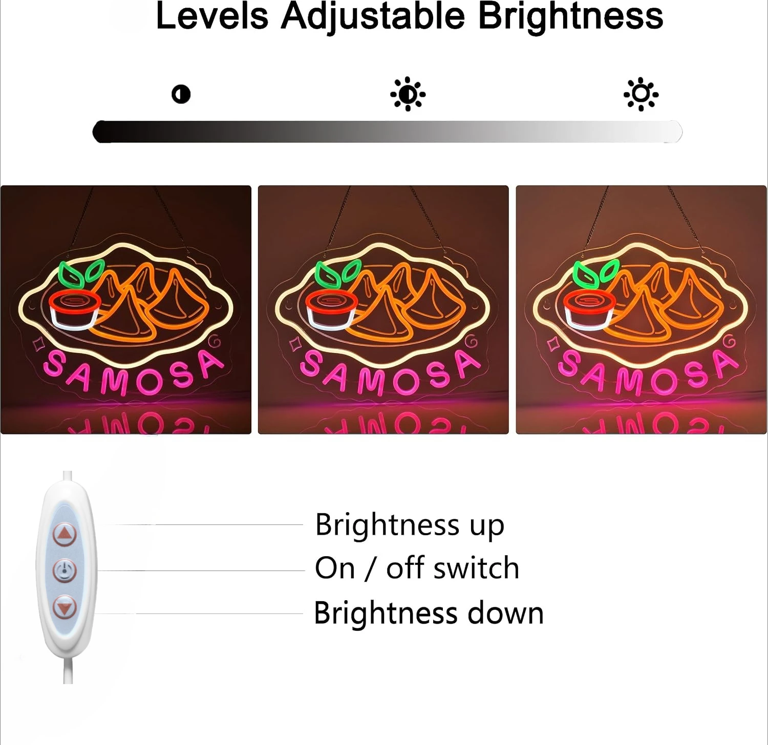 Letreiro Neon LED Samosa, Deco - Food Snacks Indian avaliação e preço