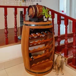 Estante de vino de madera maciza, barril de roble, modelado creativo de bodega, decoración de exhibición de lujo estética, estante Retro, muebles de Bar