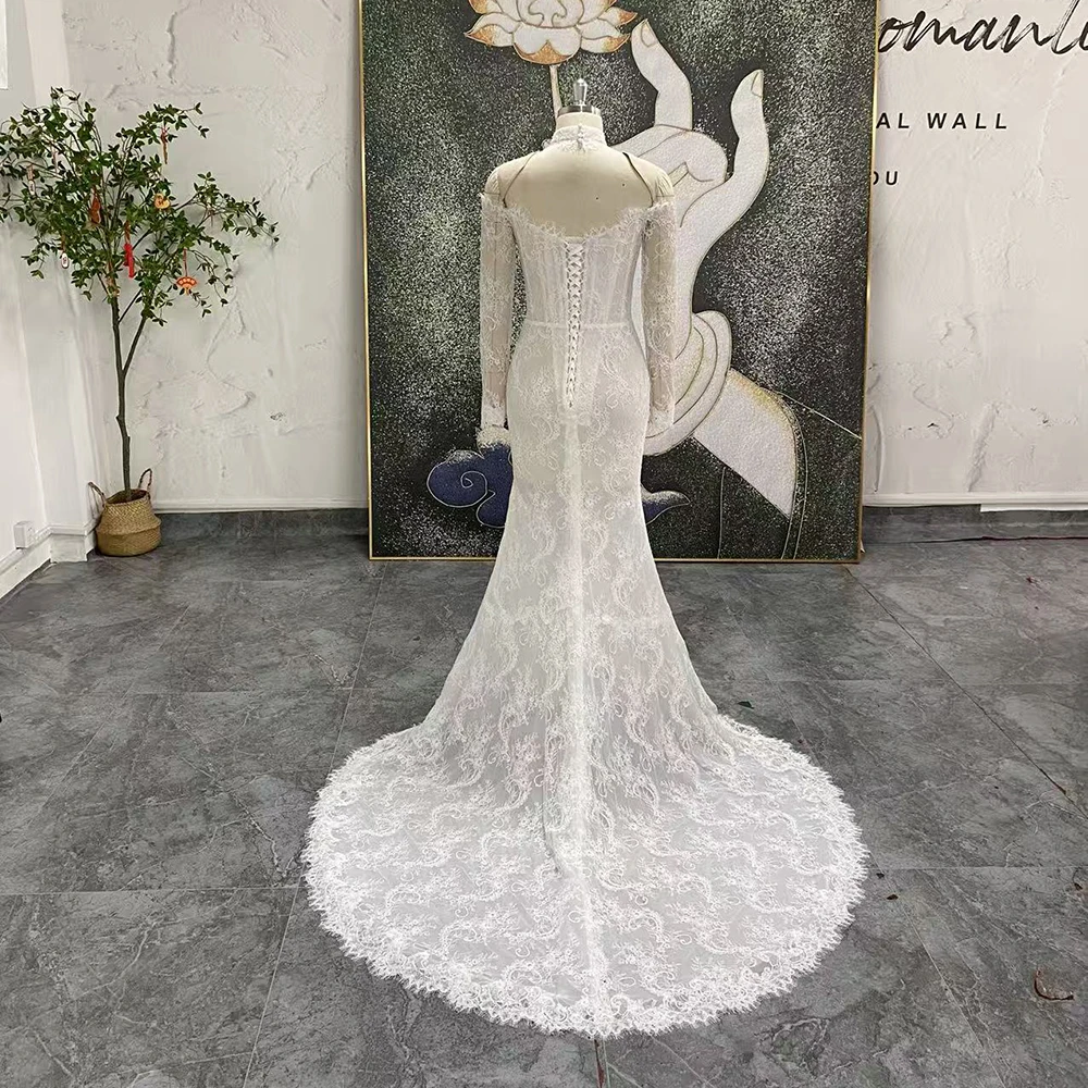 Customized Elegant And Minimalist Mermaid Women's Wedding Dress With Scoop-Neck Backless Sexy Bridal Gown vestidos de novia boda