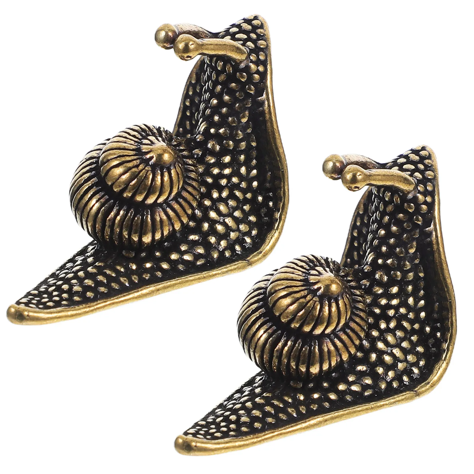 2Pcs Multi Function Brass Snail Tea Pet Decor Smooth Bottom Stable Placement Chic Finish Home Office Tea Accessories