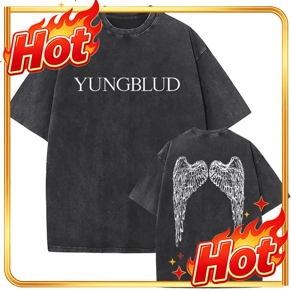Custom Vintage Washed Yungblud IDOLS The World Tour 2026 T Shirts Men's Women Hip Hop High Quality Gothic Oversized T-shirts