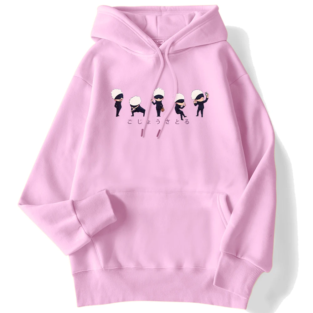 

Autumn Woman Hoodies Anime Jujutsu Kaisen Lil Gojo Prints Pullover Loose Pocket Hoody Warm Comfortable Tops Cute Ladies Clothing