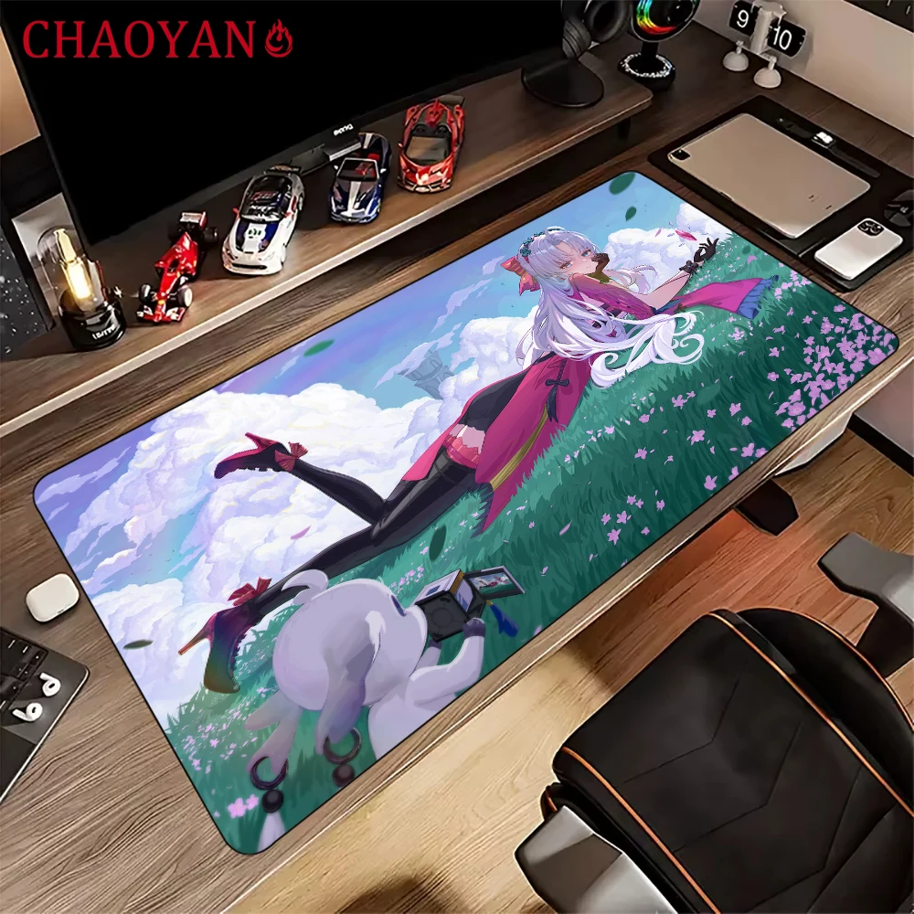 Wuthering Waves アニメガール マウスパッド デスクマット 縫製エッジ付き 滑り止めゴムベース PCアクセサリー ゲームマット かわいいマット