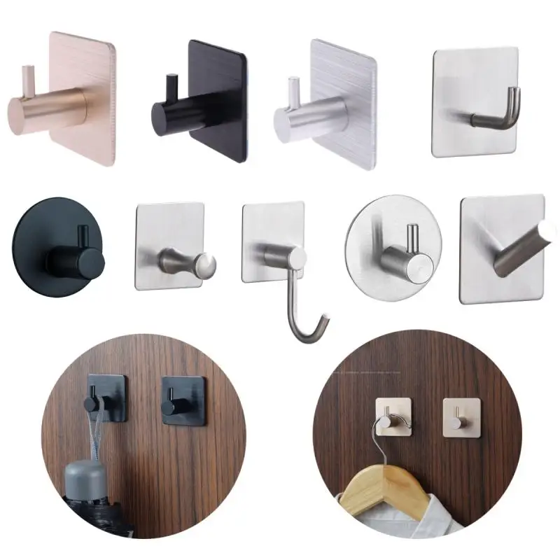 

Самоклеящиеся настенные крючки, вешалка для пальто, держатель для ключей, крючки для полотенец, аксессуары для одежды из нержавеющей стали в спальню