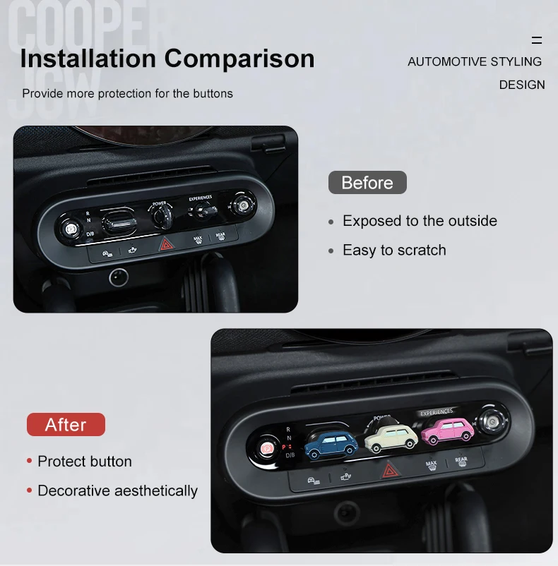 Silikon-Schutzabdeckung für die Mittelkonsole des Mini Cooper J01 F05 F65 F66 U25 F67, Zierstück für den Start-Stopp-Knopf – Detail 8