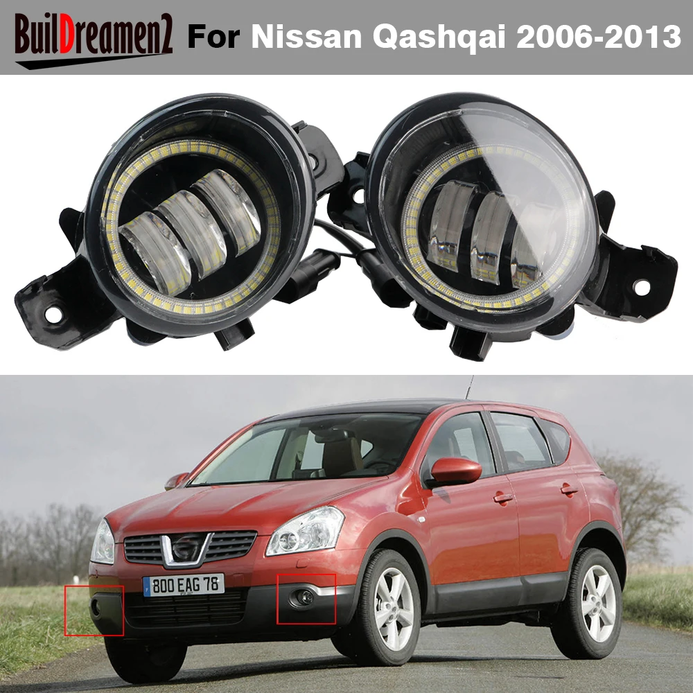 2 sztuki samochodowych prawych + lewych świateł przeciwmgielnych LED Angel Eye DRL do jazdy dziennej 30W H11 do Nissan Qashqai Qashqai+2 (J10) 2006-2013