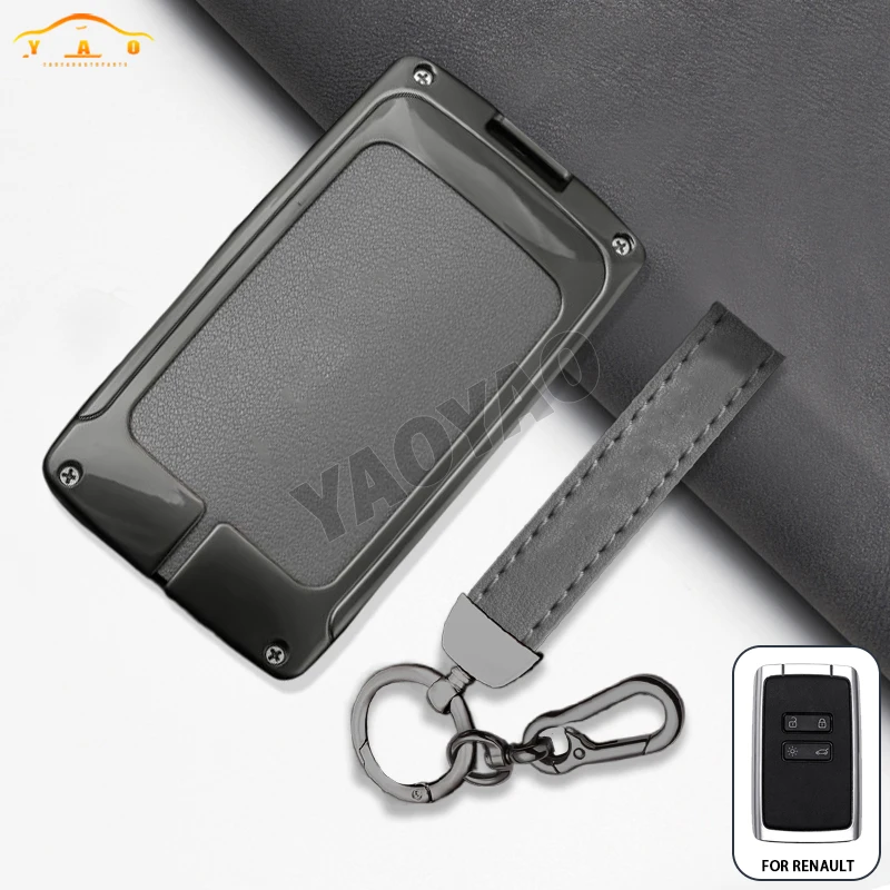 Fashion Zinc Alloy Leather Car Key Case Cover For Renault Duster Captur Clio Logan Megane 1 2 3 Koleos Scenic For Renault GT lin