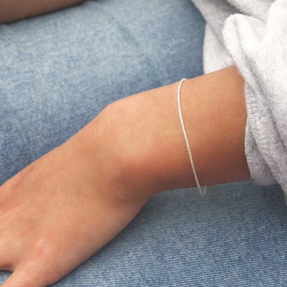 EMANCO Silberfarbene Gedrehte Kette, Funkelnde Seilkette, Verstellbares Armband für Damen, Edle Modeschmuck, Hochzeits- und Partygeschenk – Detail 5
