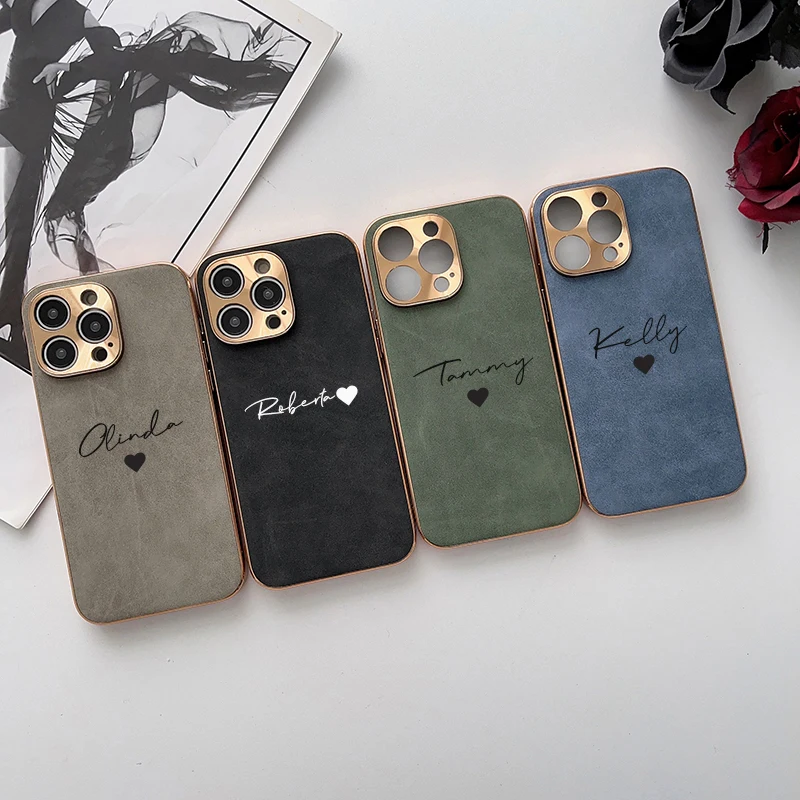 Personalisierte DIY-Hülle mit individuellem Namen für iPhone 18 16 15 14 13 12 Pro Max, luxuriöse Lederhülle mit Lammfell und Metall-Objektivabdeckung, 11 Pro – Detail 7