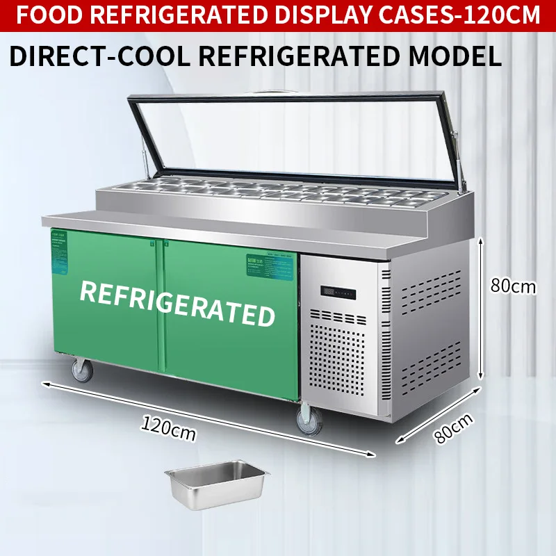 Refrigerated Display Cases, Commercial Slotted Salad Prep Tables, Pizza Topping Stations, Custom Fruit (Customized)