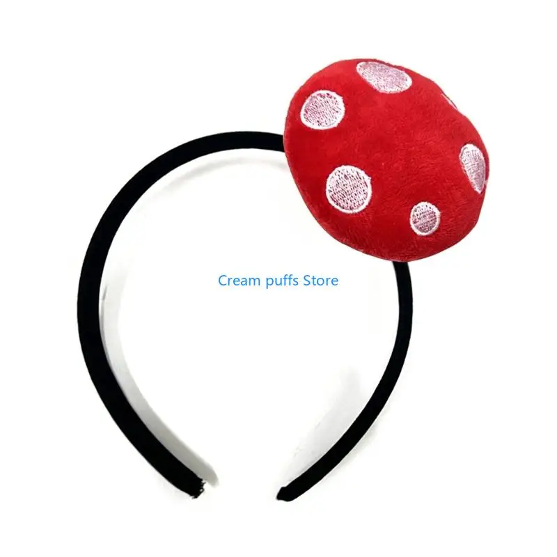 50LE Mushroom Hairband With Soft Base And Embroidery Detailing Perfect For PhotoShoots Women Girl Cosplay Headpiece