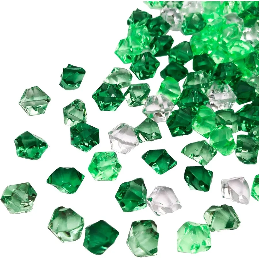 

Pack of 200 Decorative Acrylic Crystal Gems Multi-Green Colors Ice Rocks Reusable Acrylic Crushed ice Rocks for Home Décor
