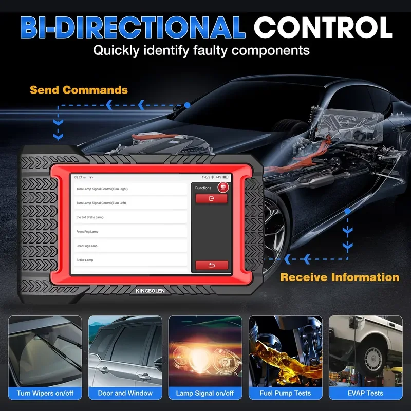 Kingbolen K7 Automotive Scanner Escaner Automotriz OBD2 Scan Tool ECU Coding Machine With 28 Resets Free Update view 5