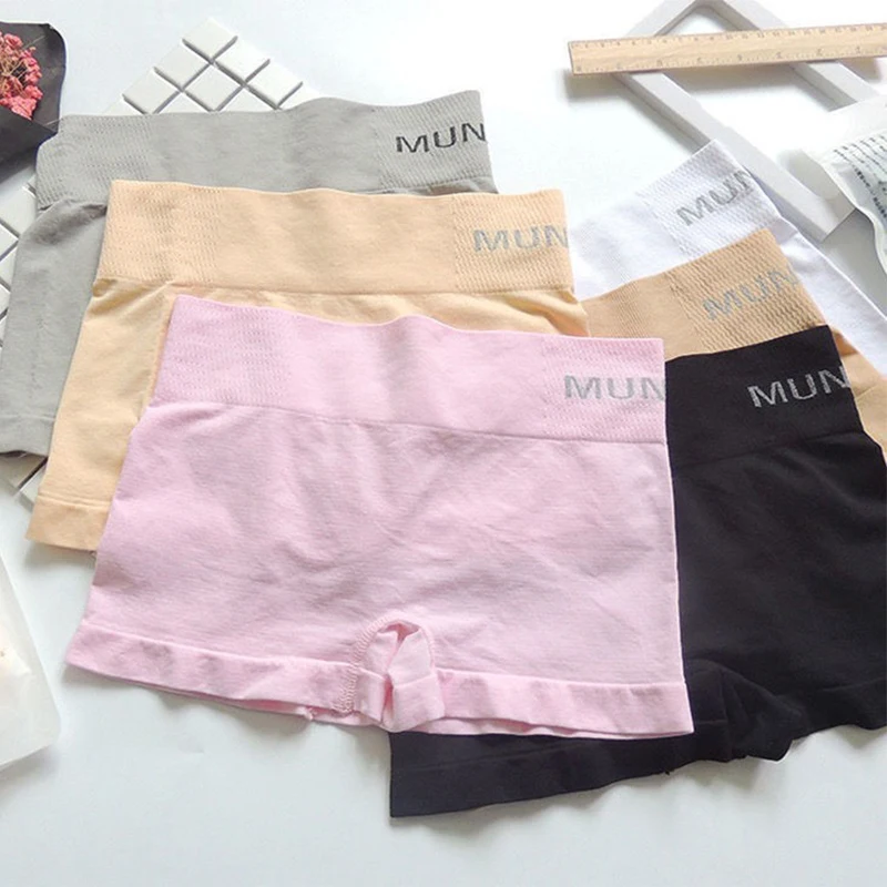 Bóxer de cintura media sin costuras para mujer, pantalones moldeadores con letras y realce de cadera