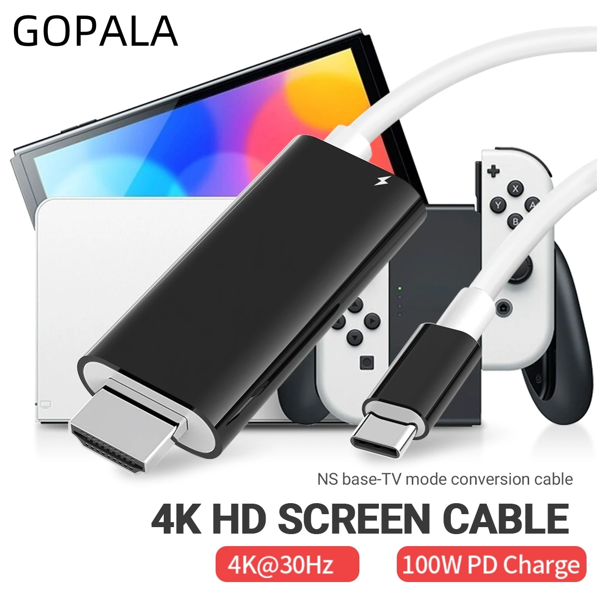 Gopala 2M/6.6FT Projector Screen 4K USB C to HDMI Adapter Charger Cable Switch Dock for Nintendo Switch & OLED