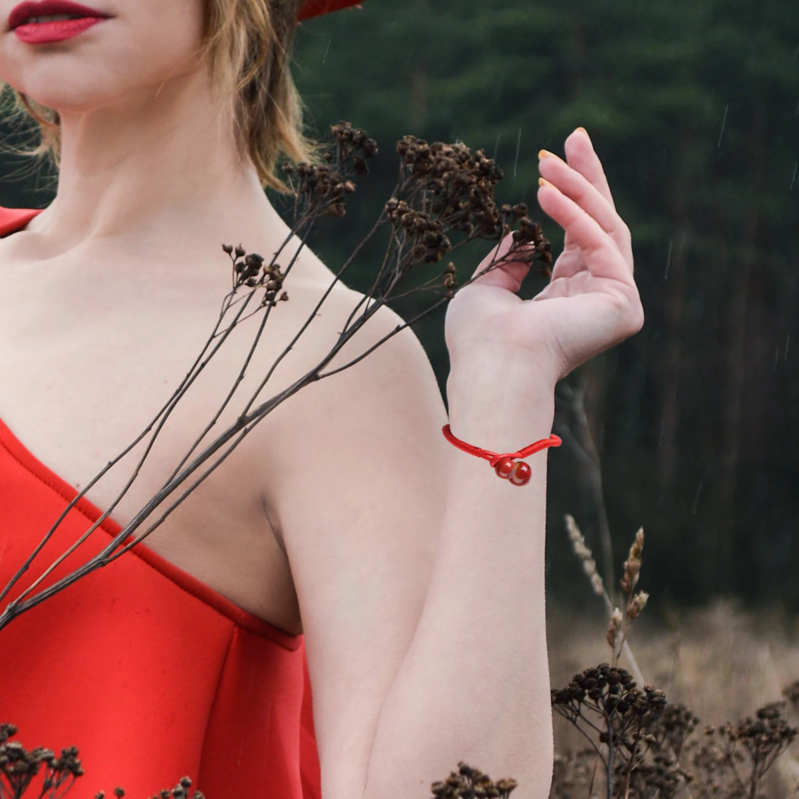 2 PCS Red String Bracelet Hand-woven Rope Wristband Braided Fashion Bracelets Bangle