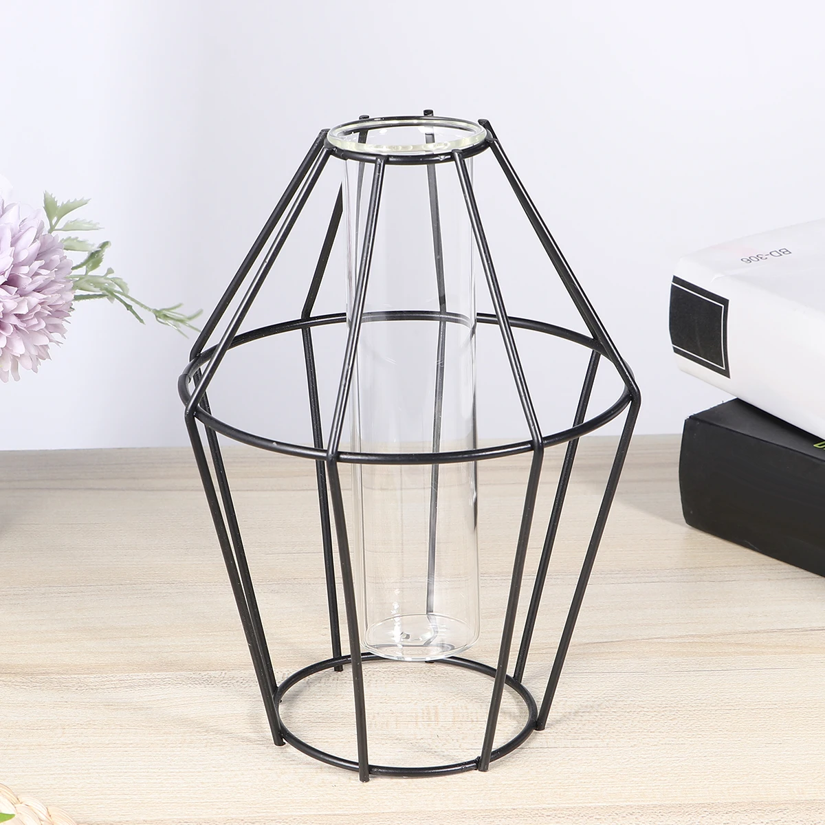 

1Pcs Iron Art Flower Tube Glass Vase Hydroponics Planter Metal Stand for Birthday Wedding Anniversary Home Decoration Plant