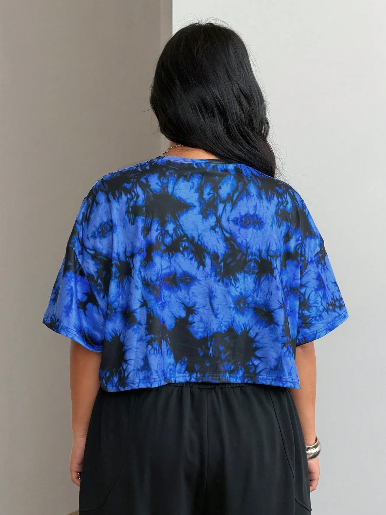 

Women Plus Size Summer Y2k Streetwear Oversized Tie Dye Short Sleeve Round Neck T-Shirt