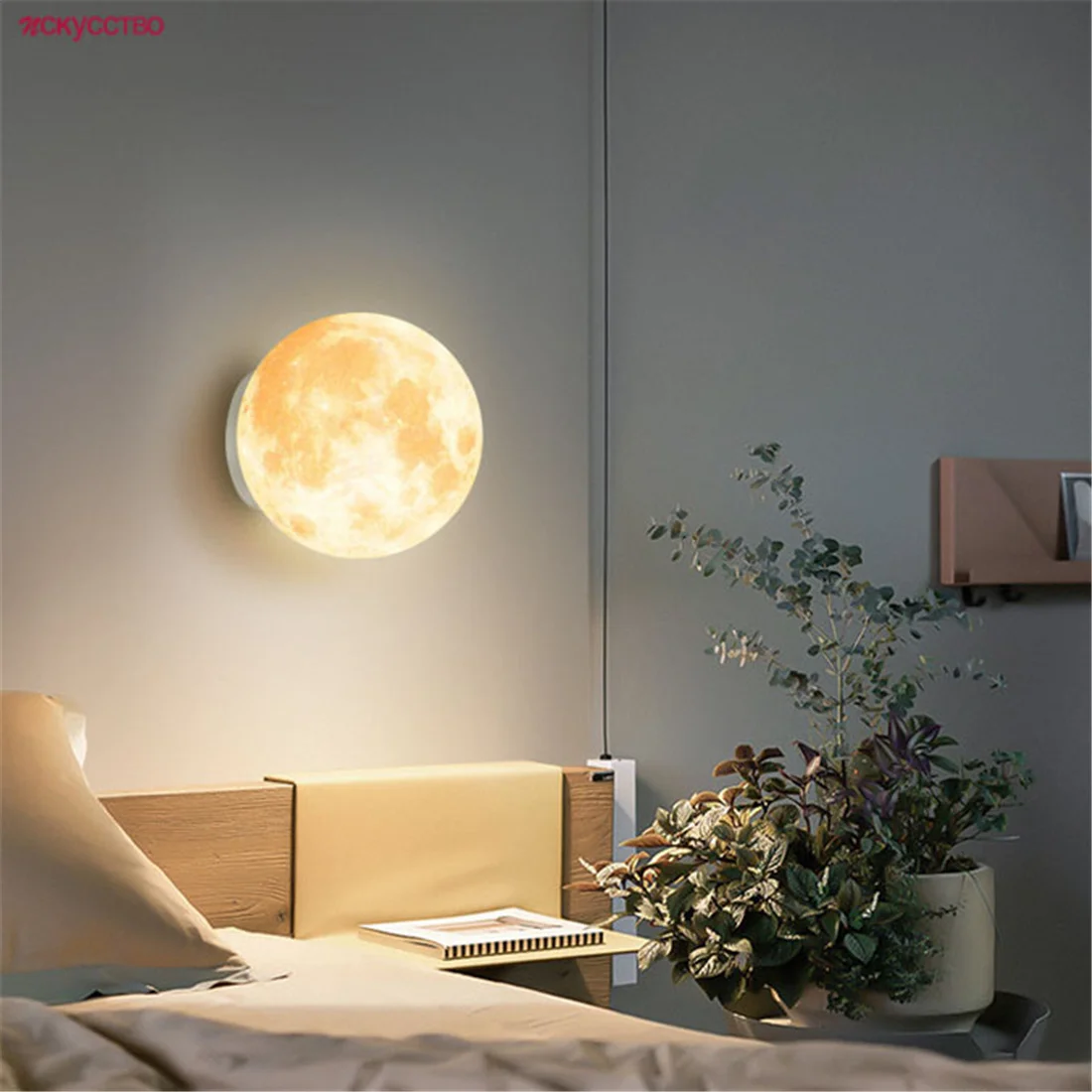 

Nordic Creative Kids Moon Ball Led Wall Lamp For Courtyard Aisle Restaurant Cafe Corridor Sconce Baby Bedside Night Light E27