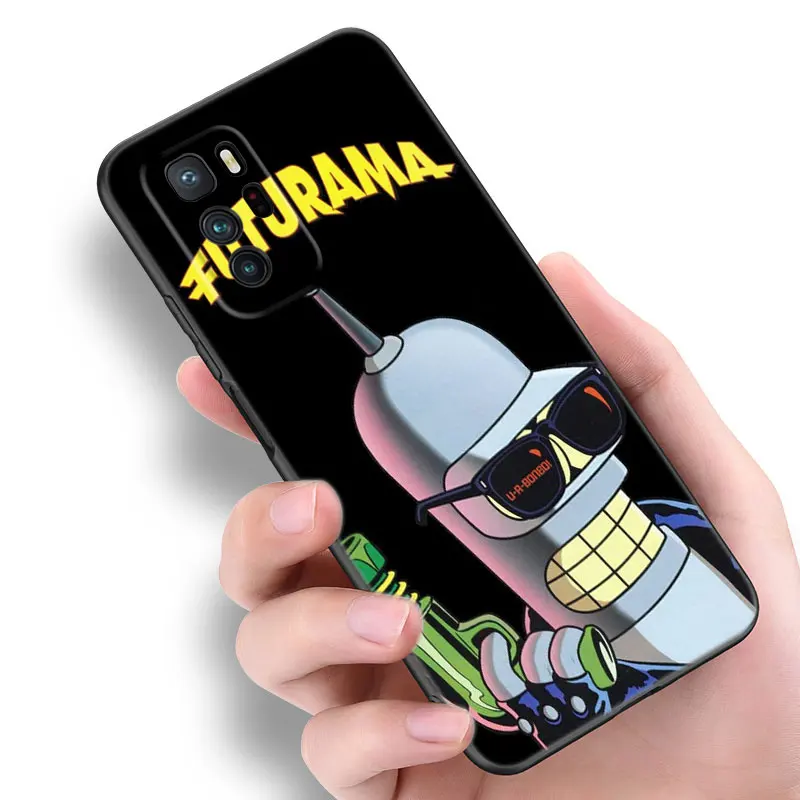 Anime F-Futurama Bender Black Silicone Phone Case For Xiaomi POCO X3 X4 NFC F3 F4 GT F5 M3 M4 M6 X5 X6 Pro 5G C55 C65 M5