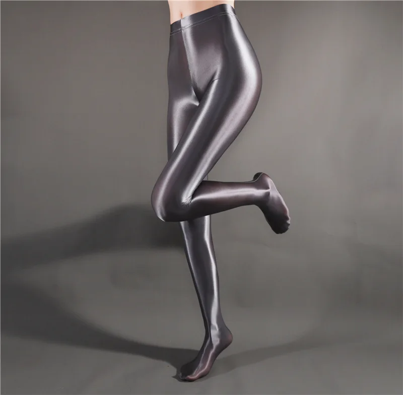 Błyszczące, błyszczące, wysokiej talii Fitness ze skarpetkami Legginsy sceniczne Pokaz sceniczny Obcisłe spodnie do jogi Odzież damska