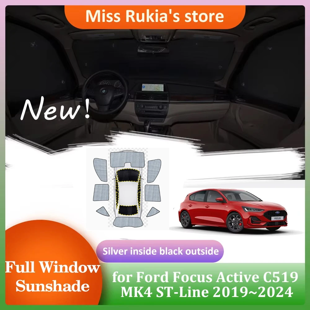 

Солнцезащитные козырьки для Ford Focus Active C519 MK4 ST-Line 2019 ~ 2024, солнцезащитный козырек на крыше, занавеска на лобовое стекло, аксессуары для крыши