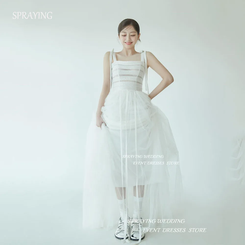 

SPRAYING Fairy A-line Korea Wedding Dress Photo Shoot Square Collar Floor-Length Party Dress Vestidos De Novias 2024