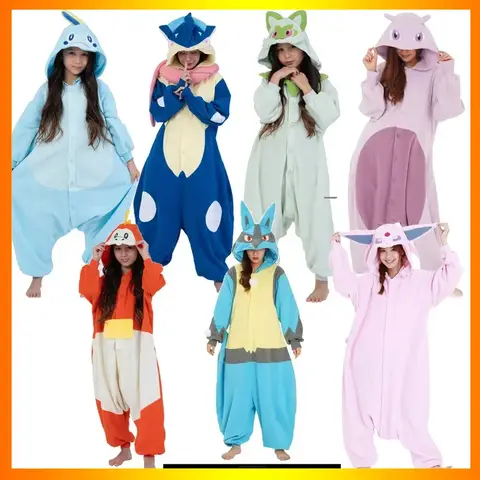 Adult Anime Kigurumi Onesie Cosplay Costume Snorlax Squirtle Mewtwo Gengar Eevee Pajamas Halloween Figure Xmas Gifts For Kids