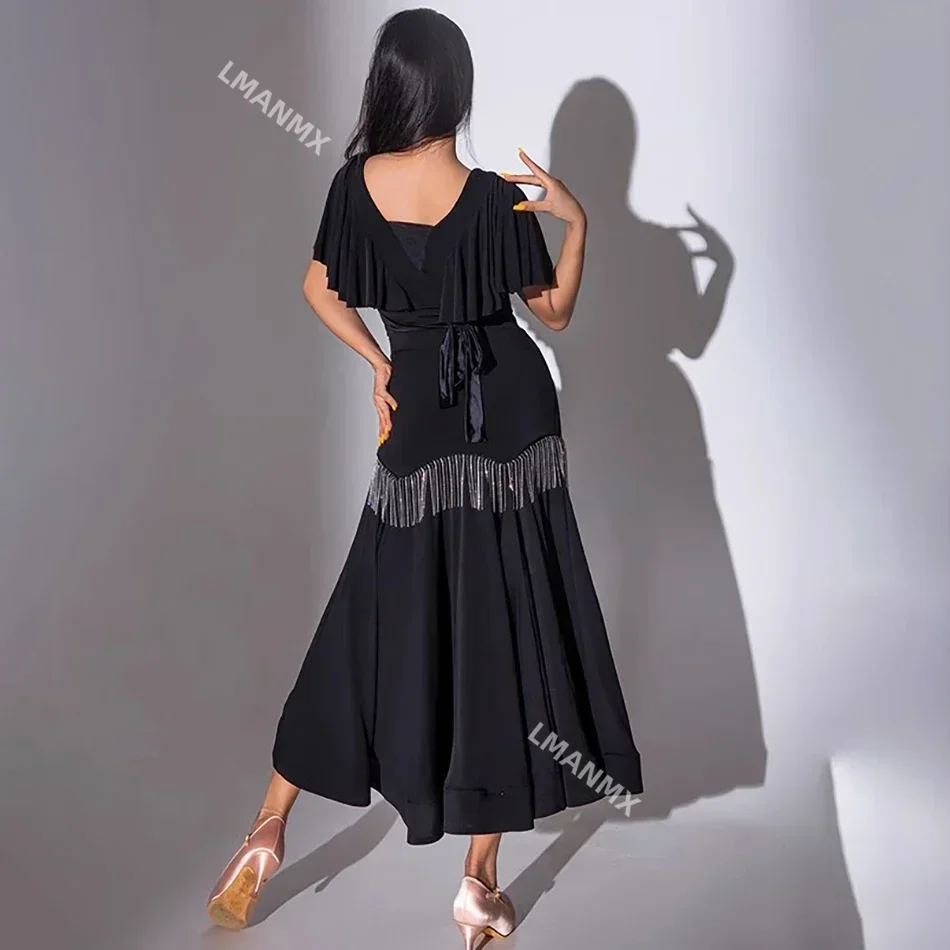 Lotus Long Skirt Female Latin Dance Dress Women Ballroom Dance Samba Rumba Stage Performance Dancewear