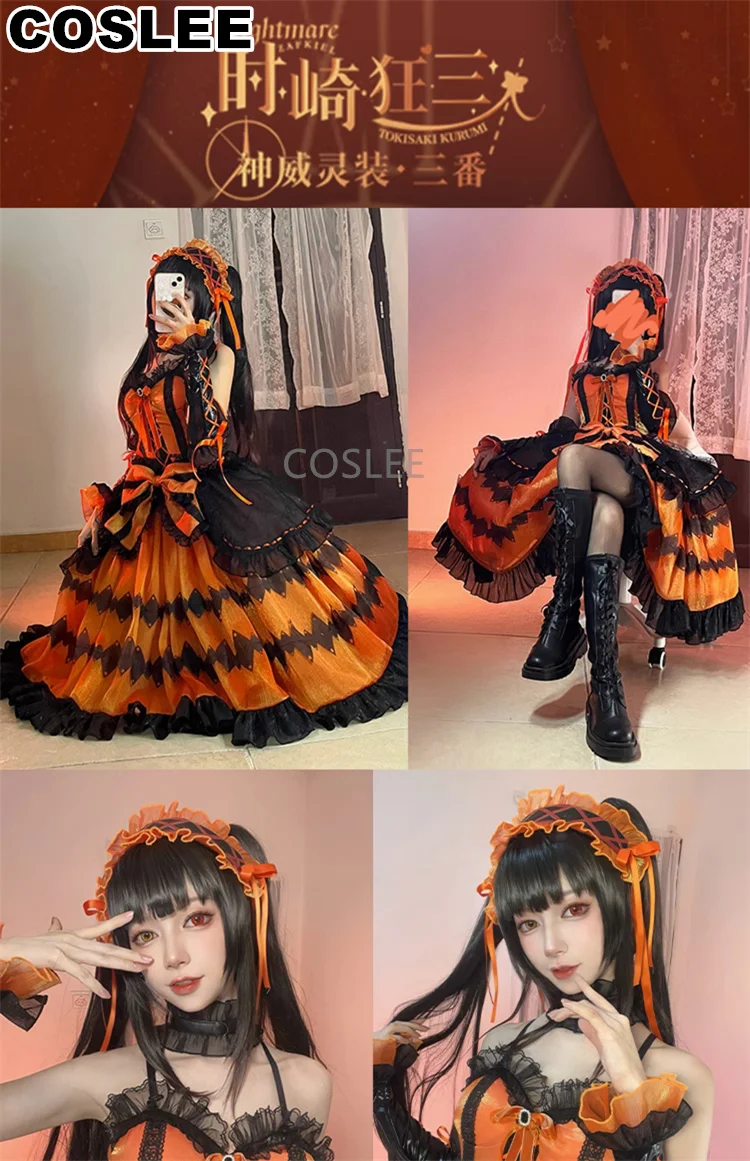 COSLEE Anime DATE A LIVE Tokisaki Kurumi Lovely Lolita Dress Cosplay Costume Role Play Halloween Suit For Women Outfit New 2023