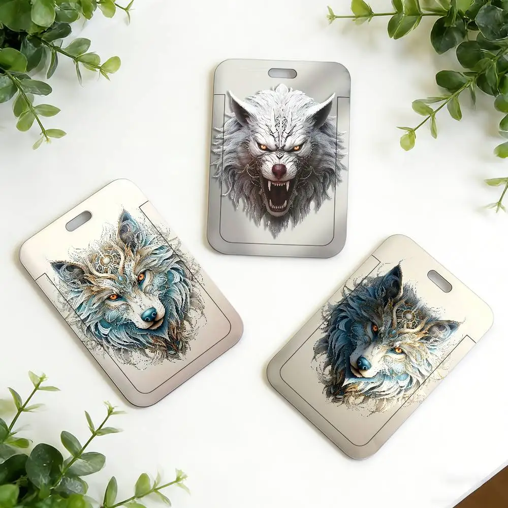 Fantasy Wolf  cool ID Card Holder Neck Strap Pendant Door Holder Lanyards Keychain Work Credential Case Gift