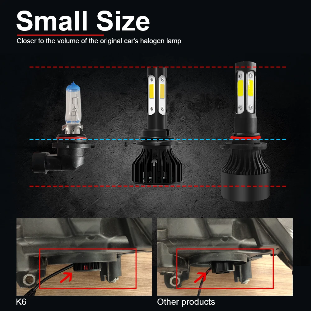 2Pcs LED Headlight H4 Car Light 6000K High Low Beam Bulbs Kit For Toyota Yaris 2015-2019 2007 2008 2009 2010 2011 2012 2013 2014