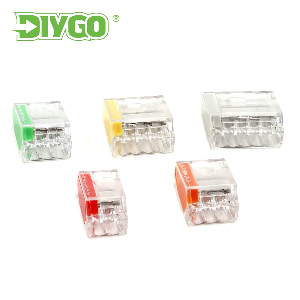 

252/253/254/255 Mini Type Universal Compact Quick Wiring Conductor Push-in Terminal Block LED Conector 2/3/4/5 Pin AWG 18-12