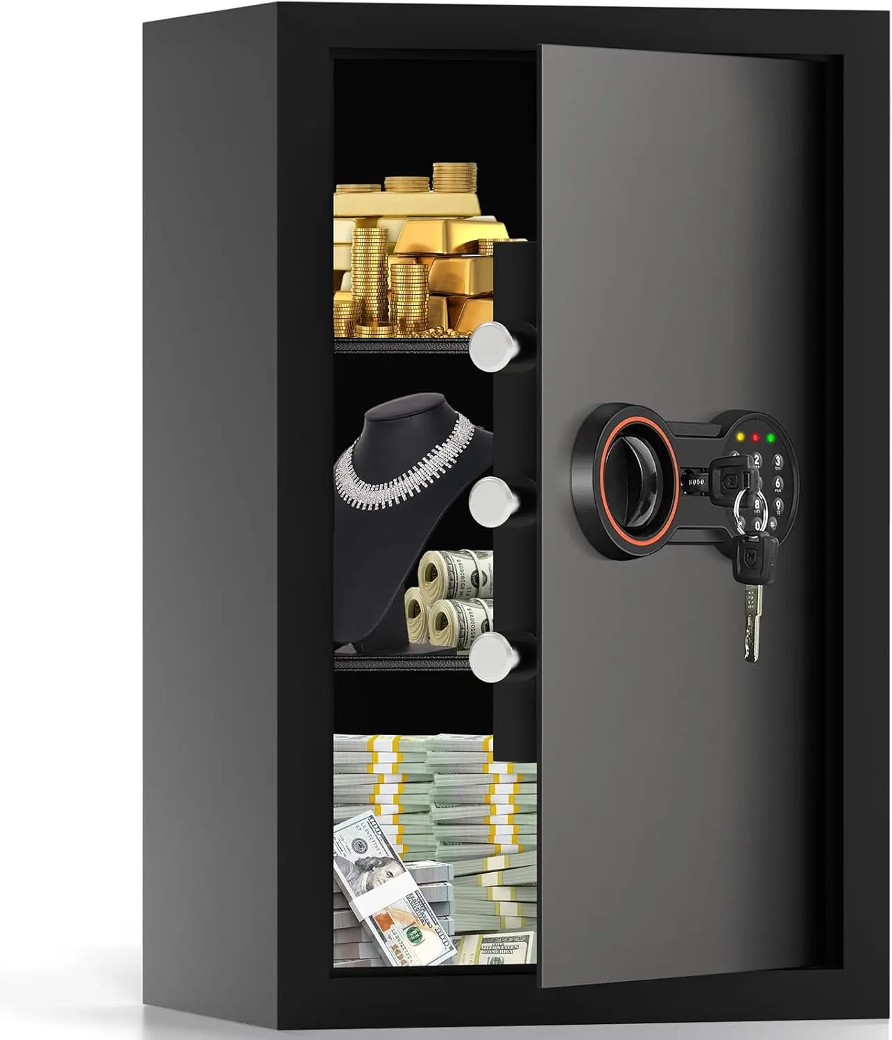 

Большой домашний сейф 5,0 куб, цифровой сейф с кодовым замком, съемной полкой и системой сигнализации, противоугонный сейф