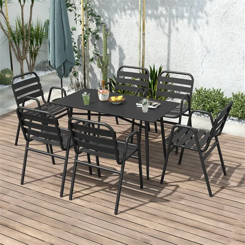 New Simple Outdoor Table and Chair Set for Milk Tea Shop Leisure Terrace Homestay Garden Sunscreen Patio Furniture
