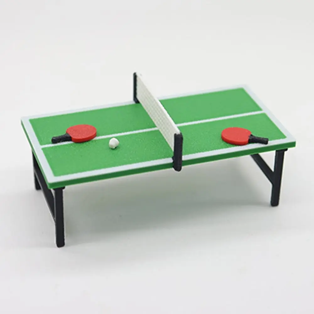 1/12 Dollhouse Table Tennis Colorful Scene Model Basketball Hoop Photo Props Micro Landscape Mini Ping Pong Table House Sport