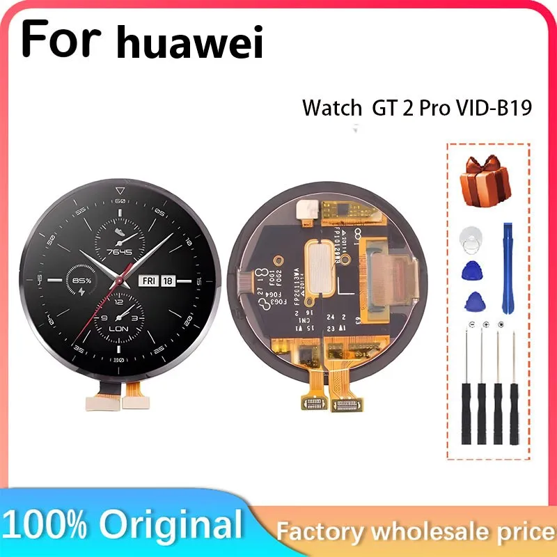 LCD Display Screen Substituição para Huawei Watch, GT 2 Pro, VID-B19, 46mm, Capa De Tela, Peças De Vidro, Peças De Reposição