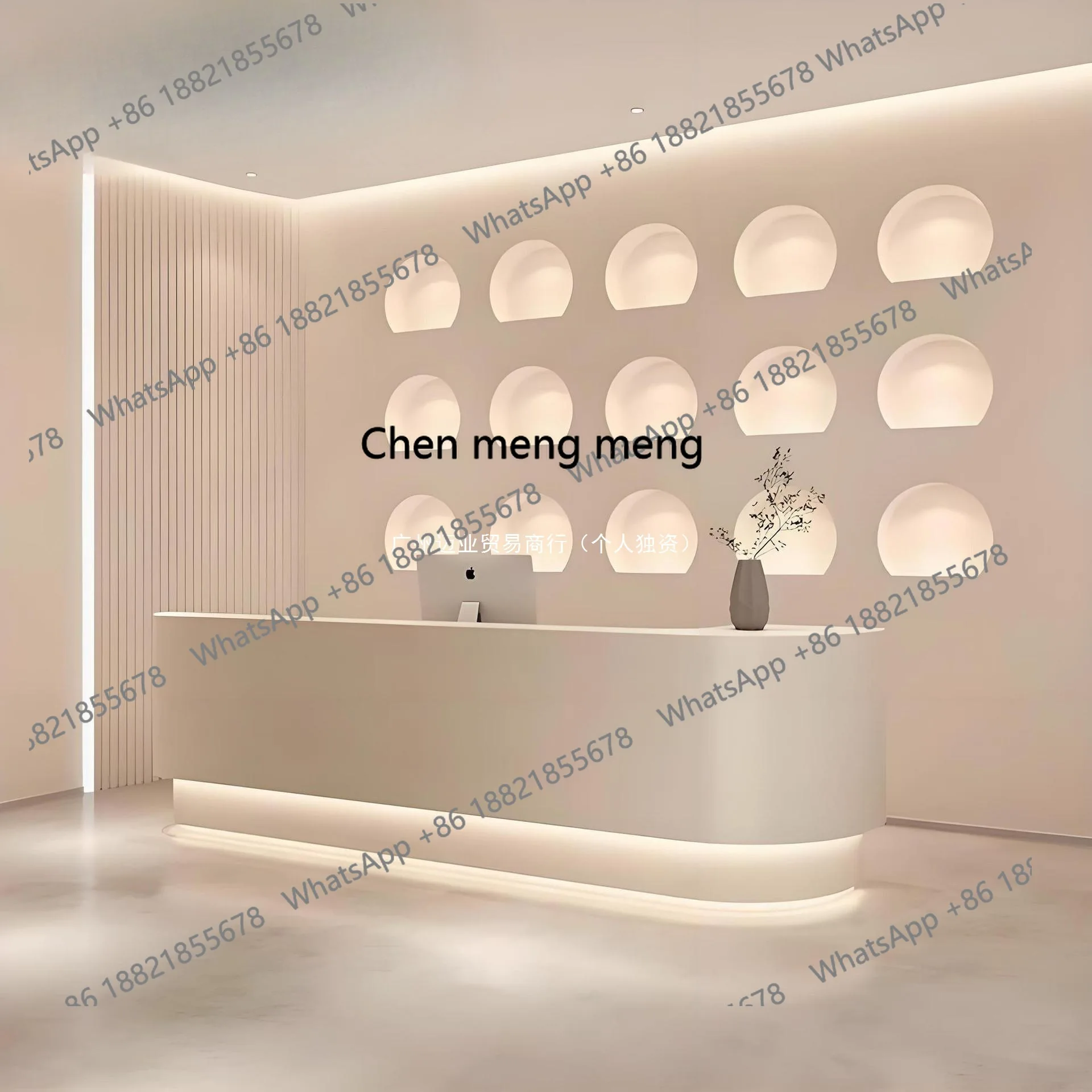 X Modern minimalist, curved paint bar table, reception desk beauty salon checkout page