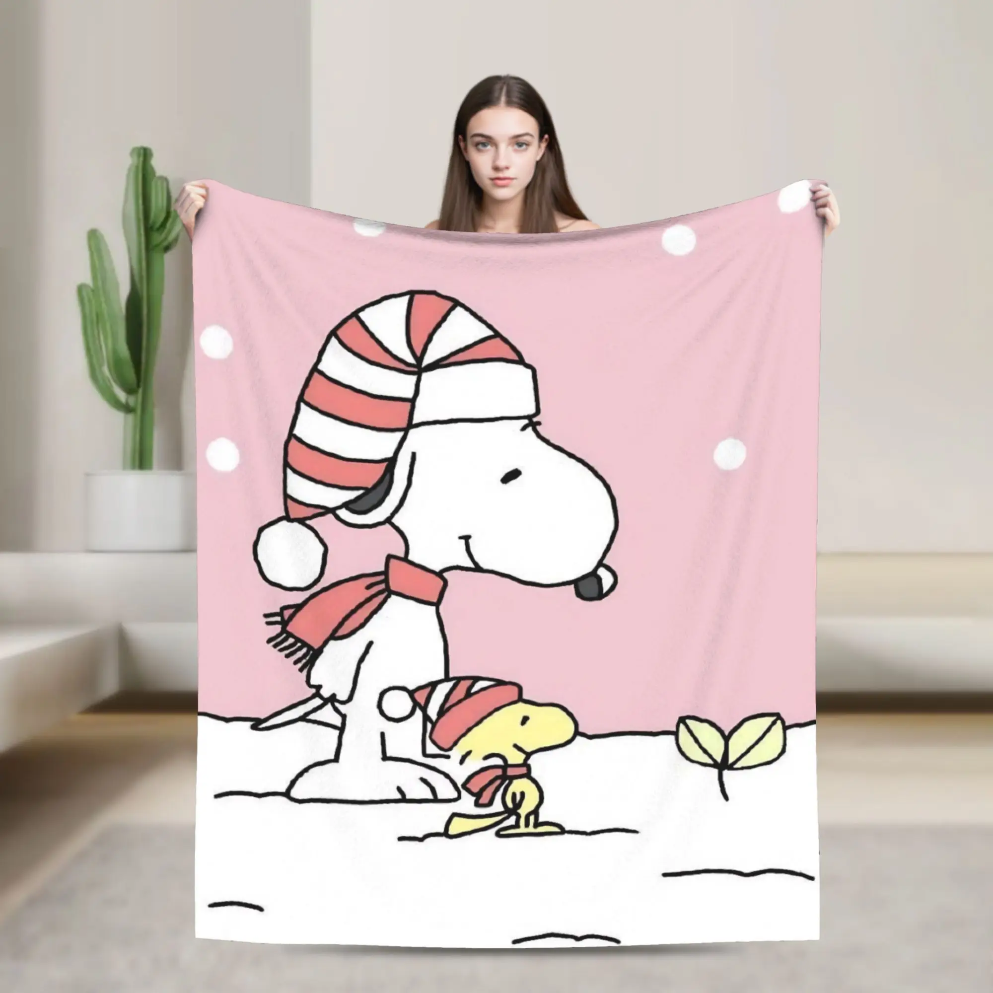 Snow S-Snoopys Xmas Christmas Cartoon Blanket Coral Fleece Plush Multifunction Throw Blankets for Bed Outdoor Plush Thin Quilt