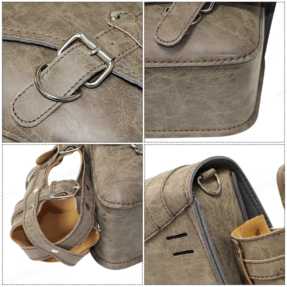 

Ретро-сумка для мотоцикла из искусственной кожи, водонепроницаемая, боковая, для хранения, коричневая