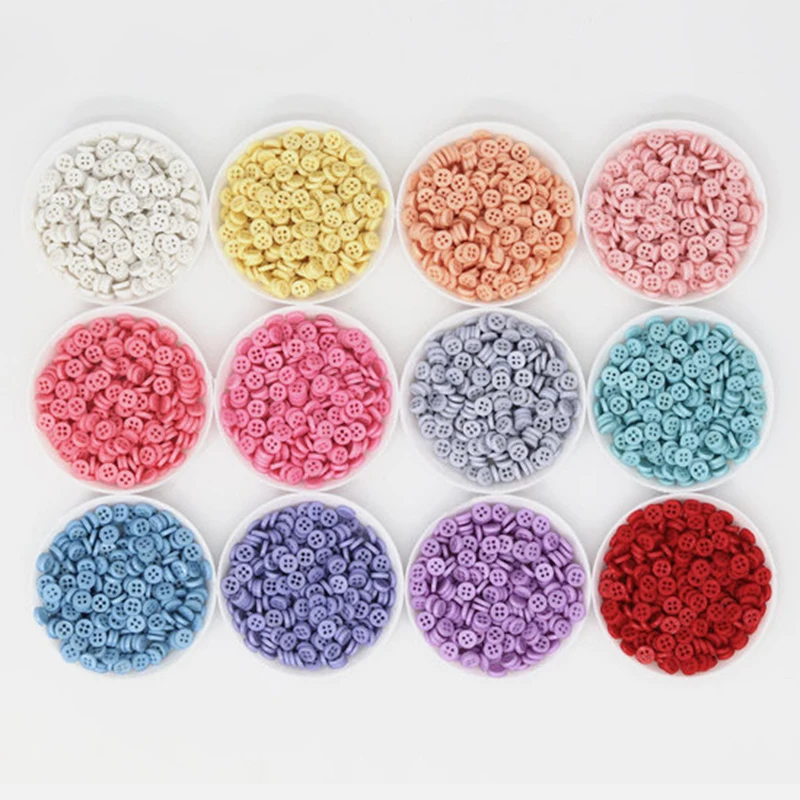 6mm Mini Buttons Colorful 4 Holes Doll Clothes Button for DIY Crafts Card Making Scrapbooking Wedding Garment Sewing Accessories