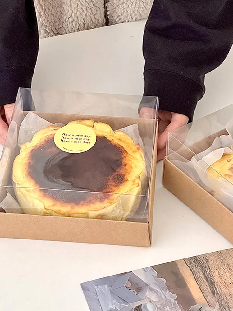 Transparent Cake Packaging Box Light Cheese Packaging Box 4 Inch 6 Inch Basque Cheese Cake Box Chiffon Cake Box Korean Style