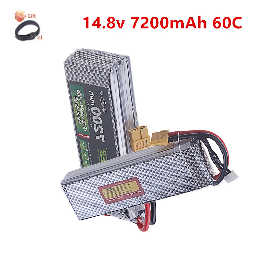 LiPo Rechargeable Battery 4S 7200mAh 60C 14.8V for RC FPV Racing Drone Quadcopter Drone Batteries With XT60 Connector Deans Plug