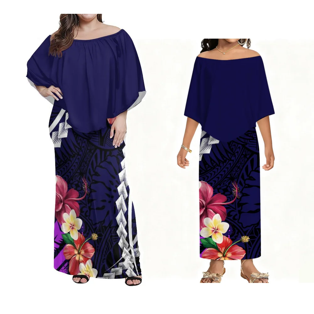 Pacific Art Island Retro Pattern Women'S Slim-Fit Dress Plus-Size Holiday Party Evening Dress Mother-Daughter Dress Girls' Dress