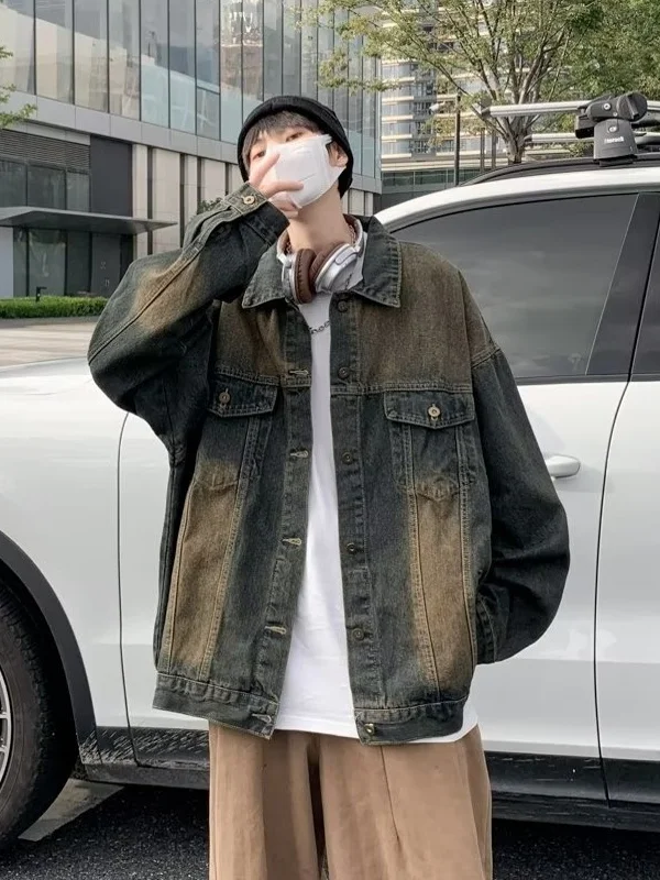 ملابس خارجية جديدة غير رسمية من قماش الدنيم لعام 2025 ملابس خارجية فضفاضة للرجال للخريف للأزواج في سن المراهقة مزيج من القطن ex Jaet Faionable Bf Sle #4