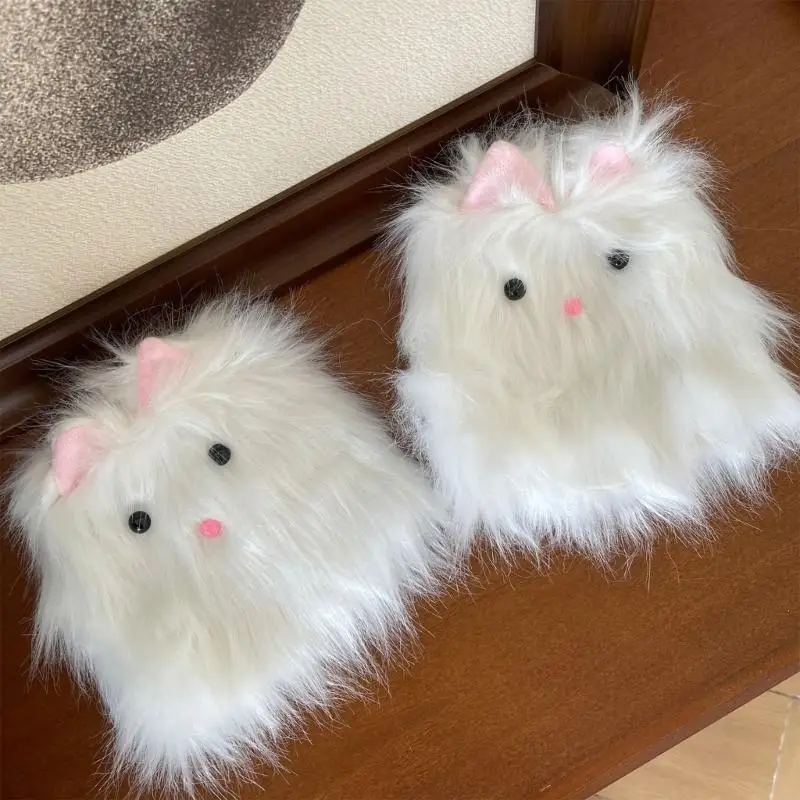 195E Women's Plush Cats Ear Leg Warmers for Daily Wear and Festival Furry Fuzzy Boot Toppers Gaiters Footless Socks