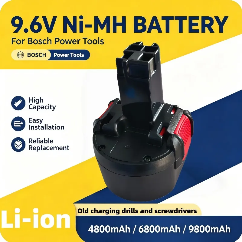 For Power Tools PSR 960 BH984 BAT048 BAT119 9.6V Ni‑MH Rechargeable Battery 4800/6800/9800mAh Replacement