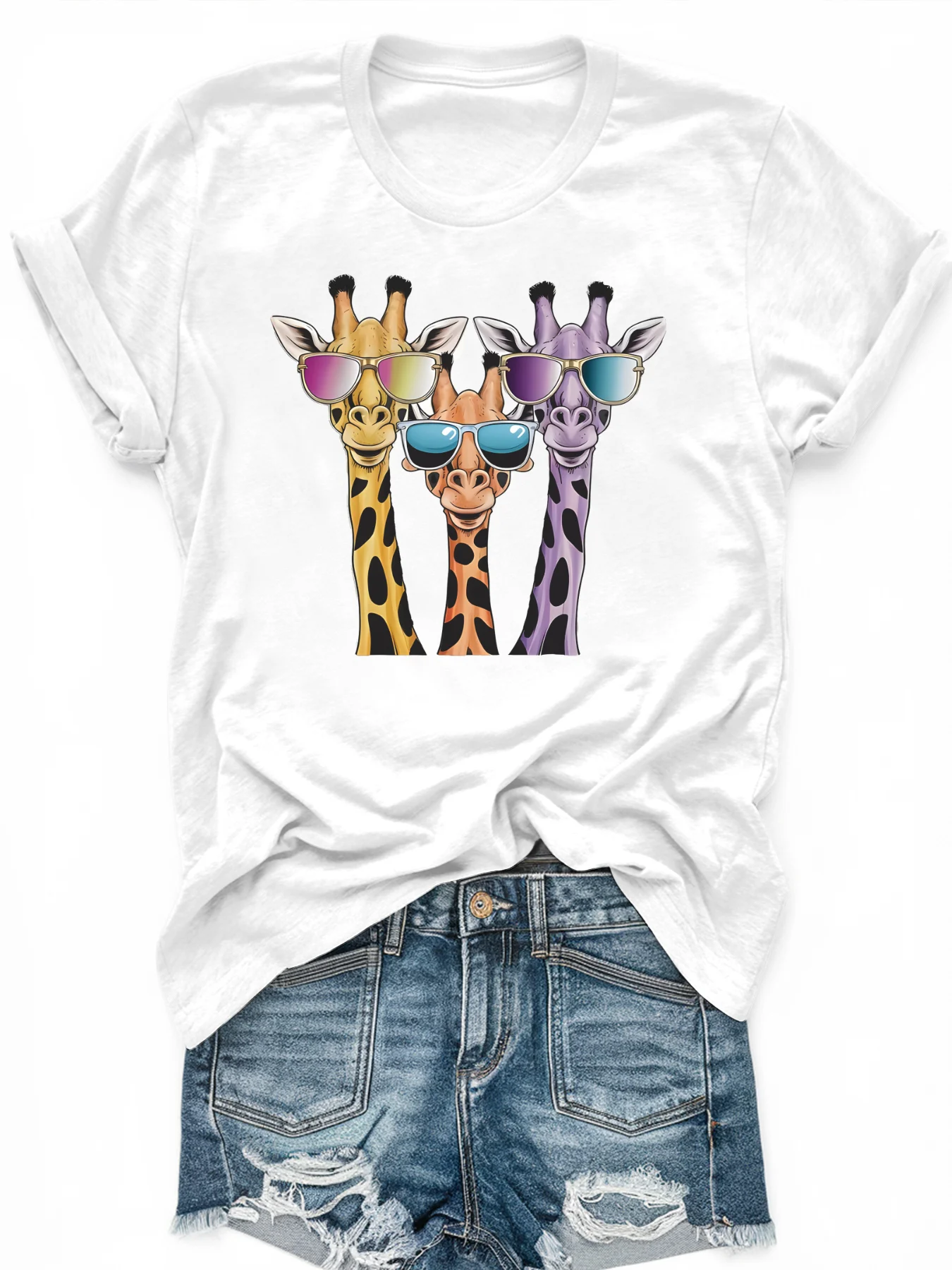 

Women's large-size printed short-sleeved T-shirt, loose and casual, soft, comfortable and breathable, outdoor sports